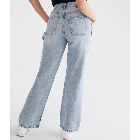 Aeropostale Light Wash Denim Straight Leg 90's Baggy Jeans Women's 14 Reg - Picture 3 of 15
